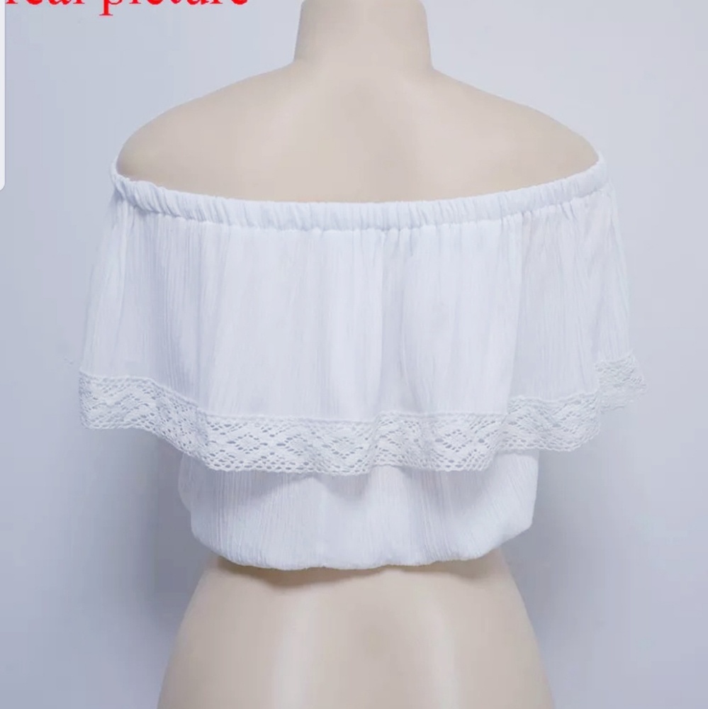 Off Shoulder Cotton Bohemian Cold Shoulder CropTop - Picture 4 of 7